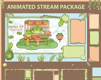 Animated Frog Twitch Overlay Pack: Kawaii VTuber Stream Bundle
