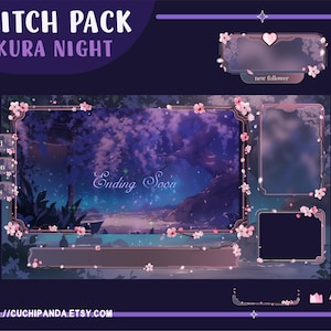 Sakura Twitch Overlay Pack | Animated, Static Stream Screens, Panels, Overlays | Cherry Blossom VTuber Bundle | Cute Pink Aesthetic for OBS