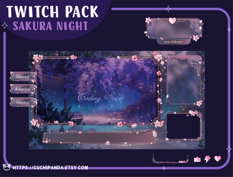 Sakura Twitch Overlay Pack: Animated Cherry Blossom Vtuber Stream ...