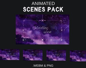 Animated Night Sky Stream Package: Twitch Galaxy Theme (Webm & MP4)