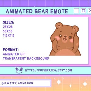 Animated Bear Emote, Middle Finger Emote, Kawaii for Twitch, Discord, YouTube, Stream