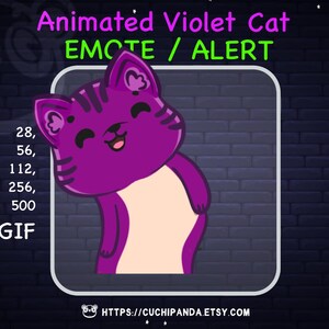 Animated Wiggle Cat Emote, Violet Cat Alert, Wiggle