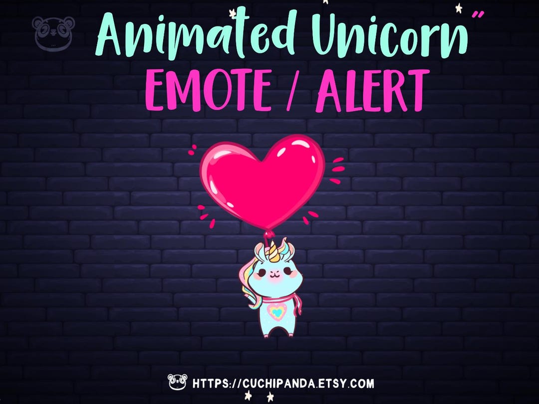 Animated Unicorn Emote Chibi Blue Unicorn Flying With Heart Balloon ...