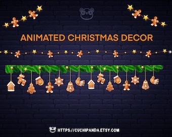 Animated Christmas Twitch Decor: Gingerbread Garland Overlay