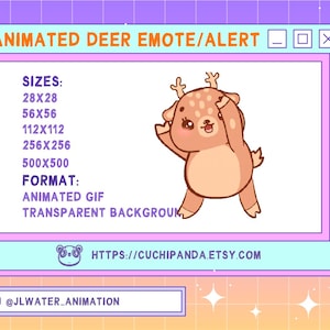 Animated Deer Emote, Alert, Dance Emote,  Happy Kawaii for Twitch, Discord, YouTube, Stream