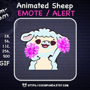 Animated Sheep Emote, Sheep Alert, Cheer Alert, pom pom