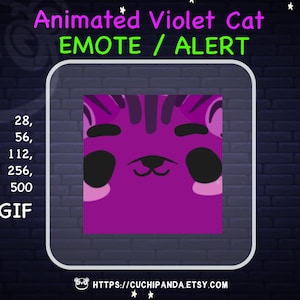 Animated Cat Emote, Violet Cat Alert, Smirk Emote, Eyebrows