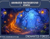 Stream Animated Background – Vtuber and Twitch Stream Overlay, Enchanted Forest, Magic Butterflies, looped animation