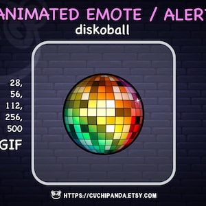 Geanimeerde emote, waarschuwing regenboog discobal, twitch, decor feeststream