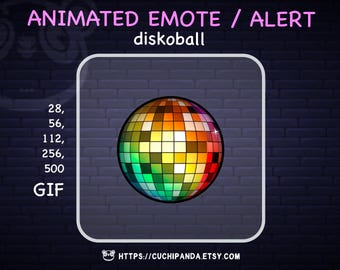 Emote animado, alerta de bola de discoteca arcoíris, Twitch, decoración para transmisión de fiesta