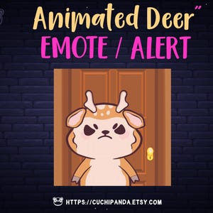 Deer Emote Animated, Leave Emote, Go out Door, Kawaii for Twitch, Discord, YouTube, Stream
