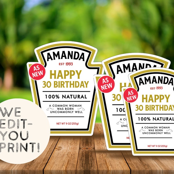 EDITABLE Mustard Condiment Label Funny Gift Birthday Anniversary Personalised Custom Label  Digital Instant Download, MBL