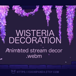 Wisteria Flowers Twitch Animated Decor, Violet Stream Decoration, Petals, Vtuber, Ambiance, Floral Streaming Assets for streamers