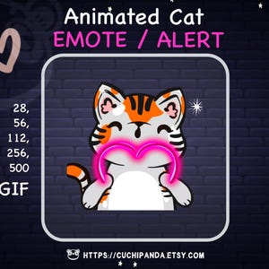 Animated Calico Cat Emote: Heart Alert (Digital Download)