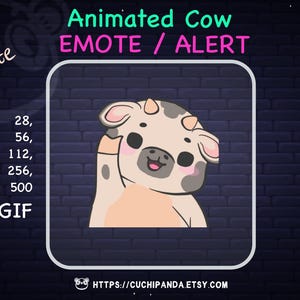 Animated Cow Emote, Cow Alert, Twitch, Hi Emote