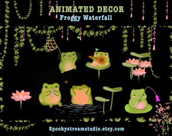 Animated Frog Stream Decor, Botanical Vines, Lofi Assets (Digital Download)