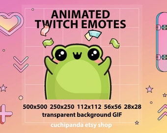 Animated Frog Kawaii EMOTES, Heart, Confetti for Twitch, Discord, YouTube