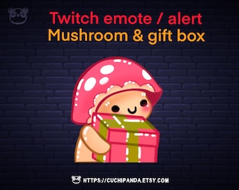 Geanimeerde Twitch-emote met Kawaii Mushroom-cadeaudoos (digitale download)