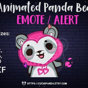 Animated Panda Emote, Bear Wiggle Alert, Heart Hat Valentine Emote, Twitch Alert