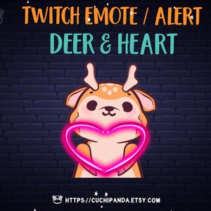 Animated Deer Emote, Heart emote, love Alert, Twitch, Discord, YouTube, Stream, Valentine stream decor