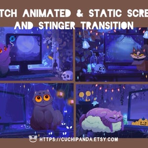 Animated Halloween Twitch Screens, Cat Stinger Transition (Webm)
