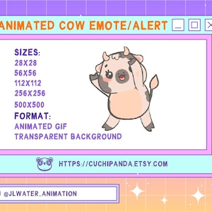 Animated Cow Emote, Alert, Dance Emote,  Happy Kawaii for Twitch, Discord, YouTube, Stream