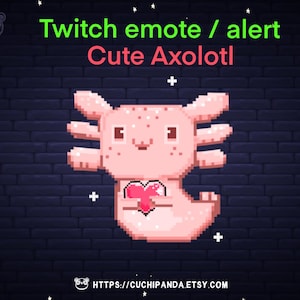 Animated Emote Axolotl, Twitch Alert, Love Heart Stream, Discord, YouTube
