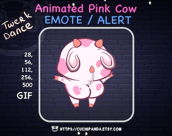 Pink Cow Emote, Twerk Alert, Animated Dance Emote