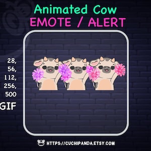 Animated Cow Emote, Cheer Alert, pom pom emote