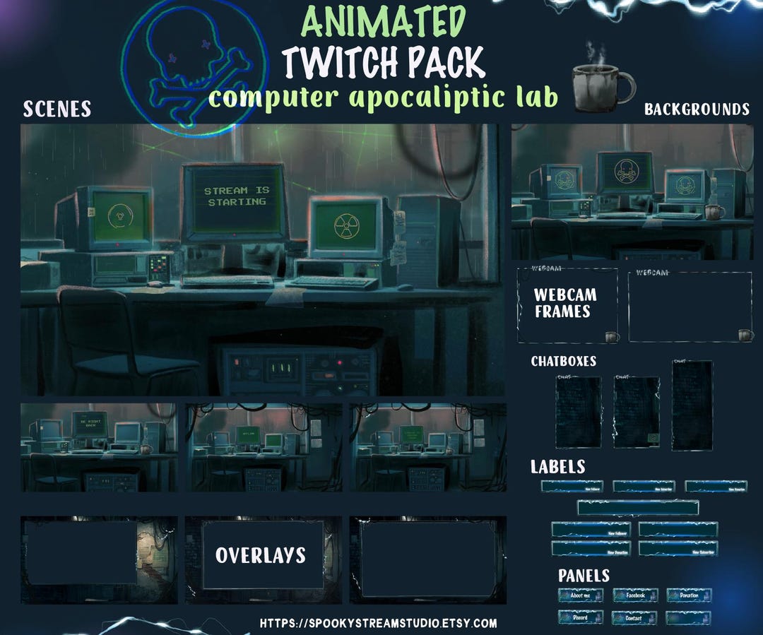 Animated Apocalyptic Twitch Stream Pack: Cyberpunk Lab Decor - Etsy