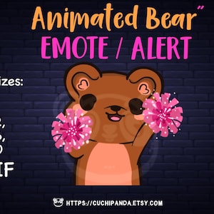 Animated Bear Emote,Teddy Bear Cheer Alert, pom pom emote