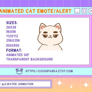 Animated Cat Emote, Alert, Smirk Emote, Eyebrows, Funny Kawaii for Twitch, Discord, YouTube, Stream