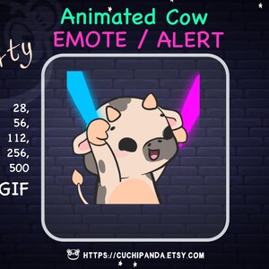 Cow Emote Animated, Party Emote, Twitch Emote, Light Stick Alert, Party Emote, Twitch
