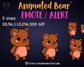 Geanimeerde beer Twitch-emote: Raid Alert, Run-emote (digitale download)