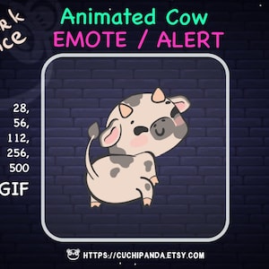 Cow Emote, Cow Alert Dance Animated Emote, Twerk emote, Dance Alert, Twitch, Discord, YouTube, Stream, Valentine stream decor