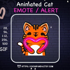 Animated Ginger Cat Emote: Heart Alert (Digital Download)