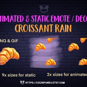 Animated and Static Croissant Emote, Twitch Decor, Hype, Food emote, stream decoration