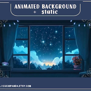 Vtuber Animated Background for Twitch, Cozy lofi bedroom, Rainy night overlay, looped background, cozy ambience, vtuber background