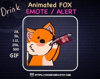 Animated Fox Drink Emote: Twitch/Discord Alert (Digital Download)