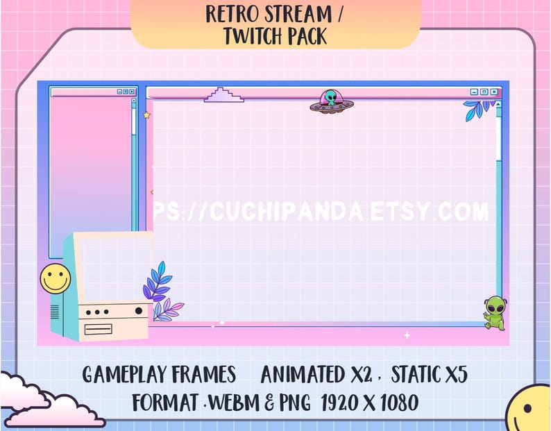 Retro Twitch Overlay: Animated Alien Computer Frames (webm & PNG) - Etsy