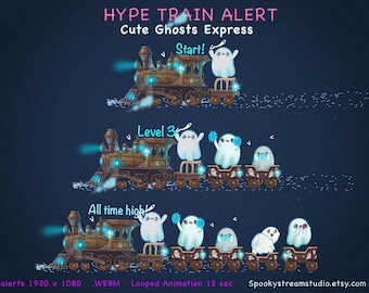 Halloween Hype Train Alert | Ghosts Twitch Alert | Cozy Gaming Alert | Ghost Twerk Wave Emote | OBS Streamlabs WEBM