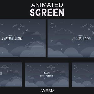 Night Sky Animated Screen Package/Stream Galaxy/Twitch Celestial Theme/Cosmos Stream/Clouds and stars Aesthetic Dark Blue theme overlay