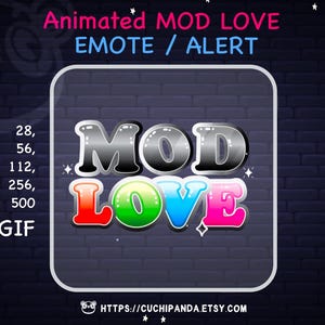 Animated Emote, Mod Love, Animated Mod Love Emote, Sparkles, Emote for Discord and Twitch Streamers