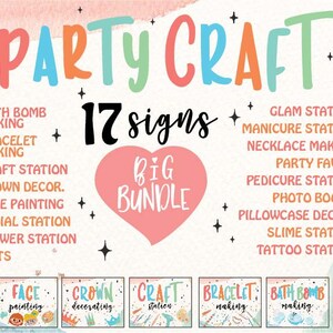 Party Sign bundle Craft Station Making Digital File Printable Birthday Activities PJ Party Sleepover Pancakes and Pajamas image 3