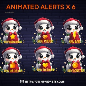 Animated Snowman Alert, Christmas Twitch Alert, Cute Kawaii Stream Decor, big eyes animation