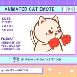 Animated Cat Punch Emote, Punching, Kawaii for Twitch, Discord, YouTube, Stream