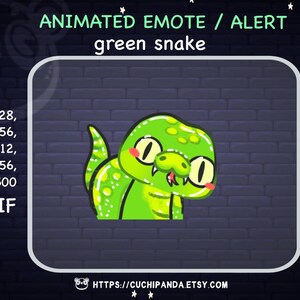 Geanimeerde Kawaii-groene slang Twitch-emote (digitale download)