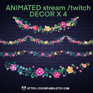 Twitch Animated Decor, Flowers Stream Decor, Spring color Decoration, Petals, Vtuber, Ambiance, Floral Streaming Assets for streamers
