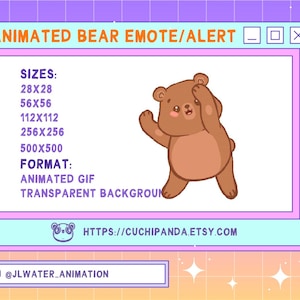 Animated Bear Emote, Alert, Dance Emote,  Happy Kawaii for Twitch, Discord, YouTube, Stream