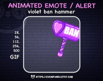 Animated Ban Emote, Violet Hammer Ban Alert, Twitch, Stream